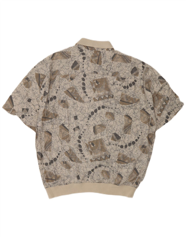Malagrida Camisa tipo jersey de manga corta con estampado abstracto para hombre XL Gris Viscosa