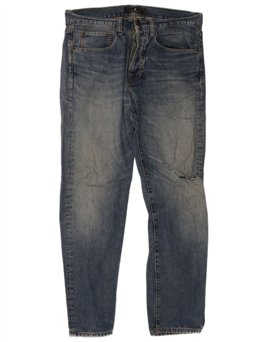 Zara Jeans ajustados desgastados para hombre EU 42 Large W32 L30 Azul