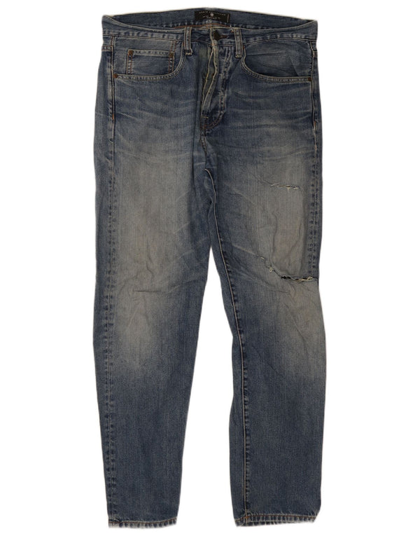 Zara Jeans ajustados desgastados para hombre EU 42 Large W32 L30 Azul