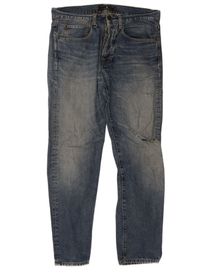 Zara Jeans ajustados desgastados para hombre EU 42 Large W32 L30 Azul