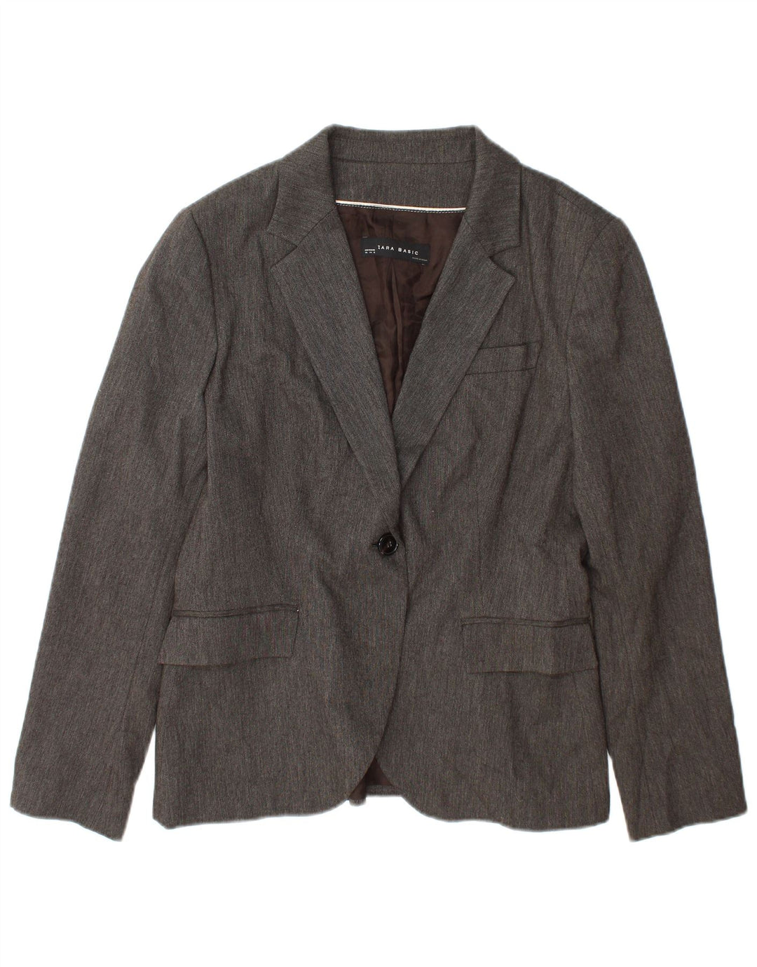 Zara Mujer Chaqueta Blazer De 1 Botón UK 40 XL Viscosa Gris