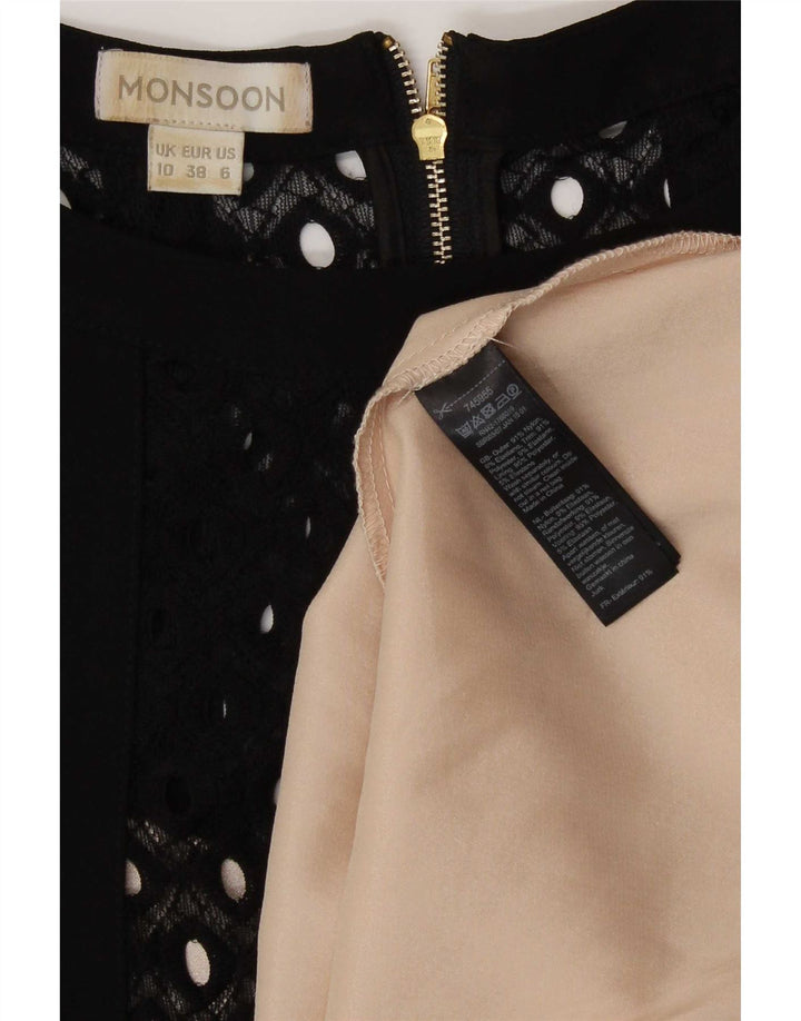 Monsoon Vestido acampanado para mujer UK 40 Small Nylon negro