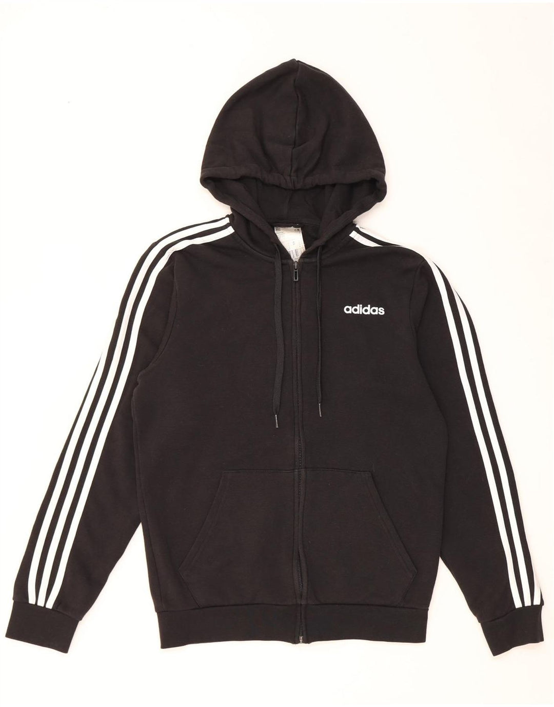 Adidas - Sudadera con capucha y cremallera para hombre, talla pequeña, algodón negro