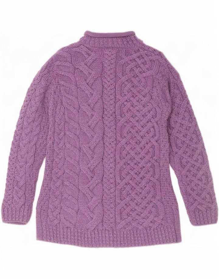Aran Wollen Mills - Jersey con cuello alto para mujer, talla 40, color morado mediano