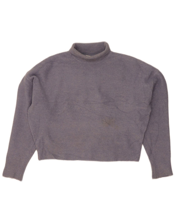Zara Womens Crop Oversized Roll Neck Jumper Sweater UK 14 Medium Blue