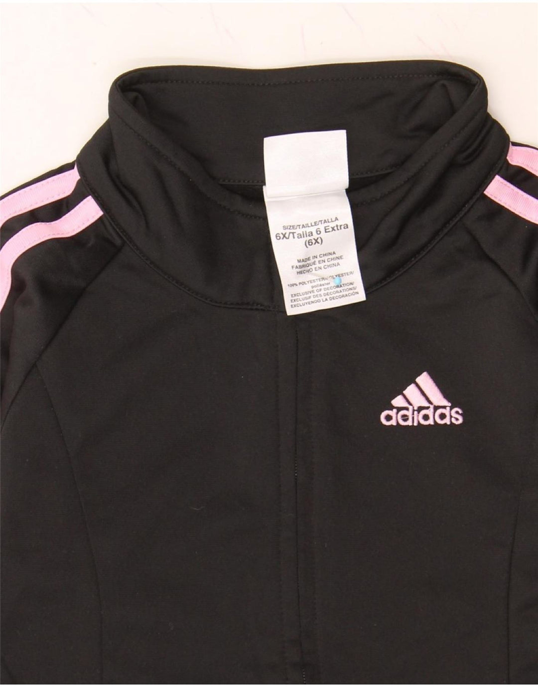 ADIDAS Girls Tracksuit Top Jacket 6-7 Years Black Polyester Vintage Adidas and Second-Hand Adidas from Messina Hembry 