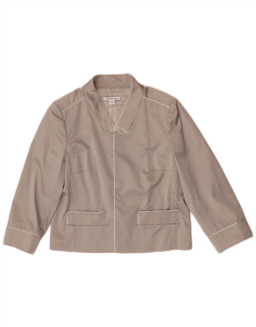 Marella Chaqueta Blazer Abierta para Mujer UK 46 Viscosa Gris Grande