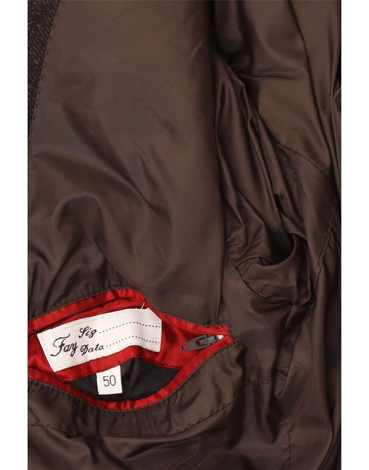 Fay Chaqueta tipo blazer de 3 botones para hombre IT 50 Large Brown Herringbone Wool