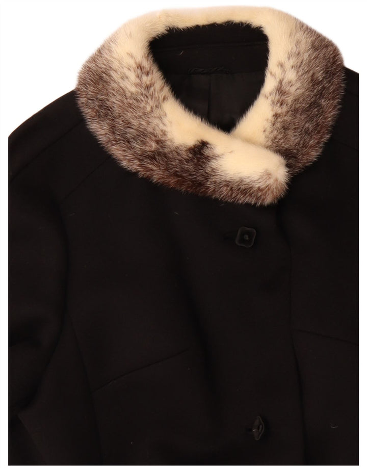 VINTAGE Abrigo de mujer Reino Unido 14 Lana negra grande