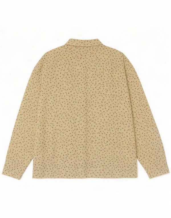 Blusa camisera vintage para mujer UK 46 Large Yellow Floral