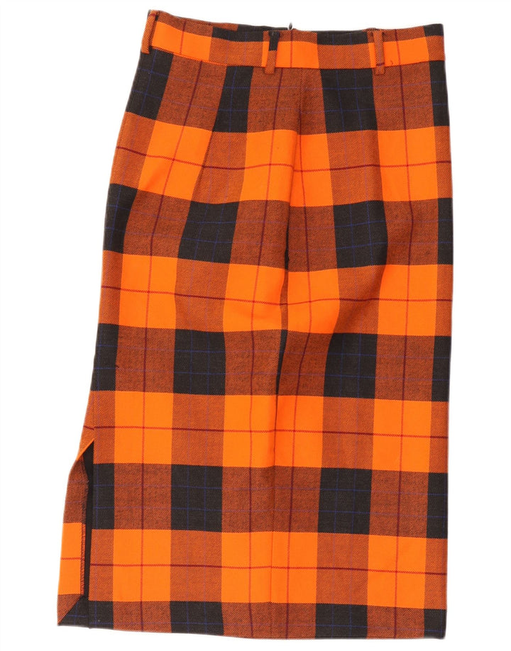 Falda recta vintage para mujer W30 cuadros naranja medio