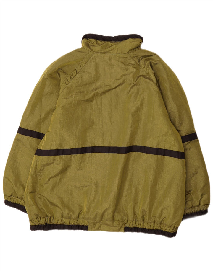 Vintage hombres cortavientos chaqueta Reino Unido 44 2XL verde colorblock poliéster