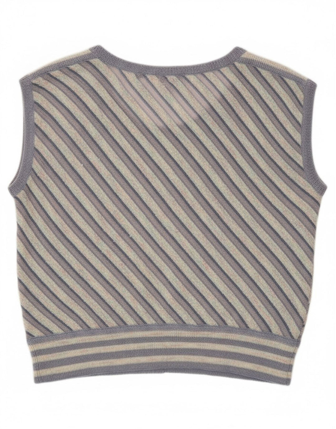 Vintage mujer chaleco camiseta sin mangas Reino Unido 12 medio púrpura rayas