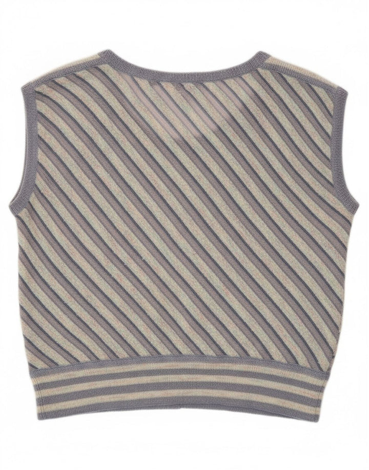 Vintage mujer chaleco camiseta sin mangas Reino Unido 12 medio púrpura rayas