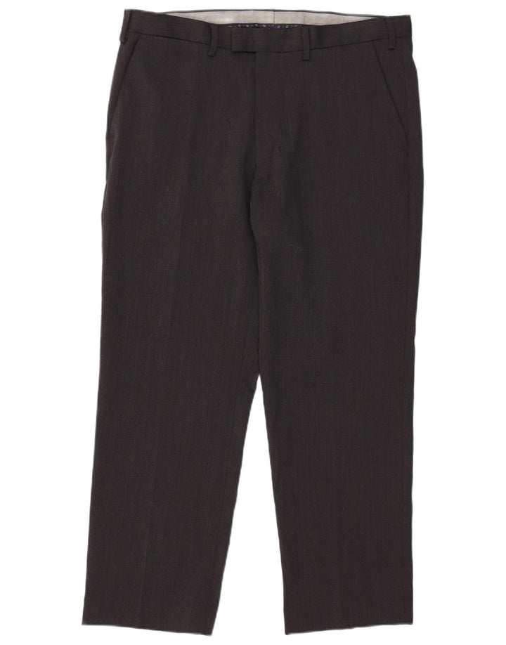 Marks & Spencer Pantalón de traje regular para hombre W38 L29 Poliéster gris