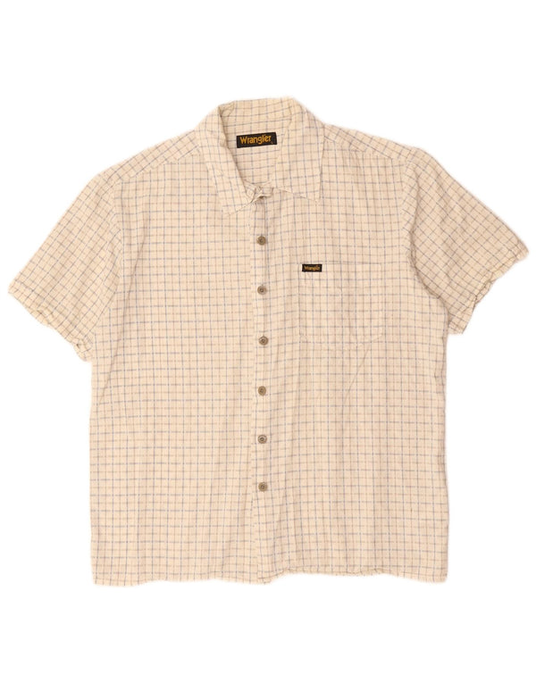 WRANGLER Camisa de manga corta para hombre de algodón a cuadros beige grande