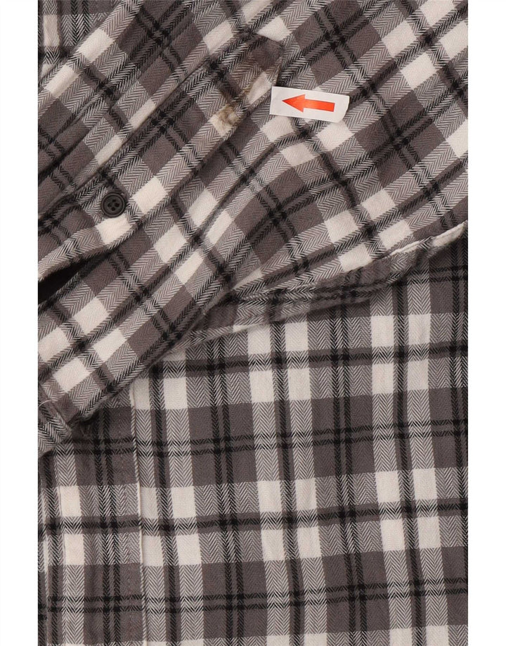 Chaps Camisa de franela para hombre XL Algodón a cuadros gris