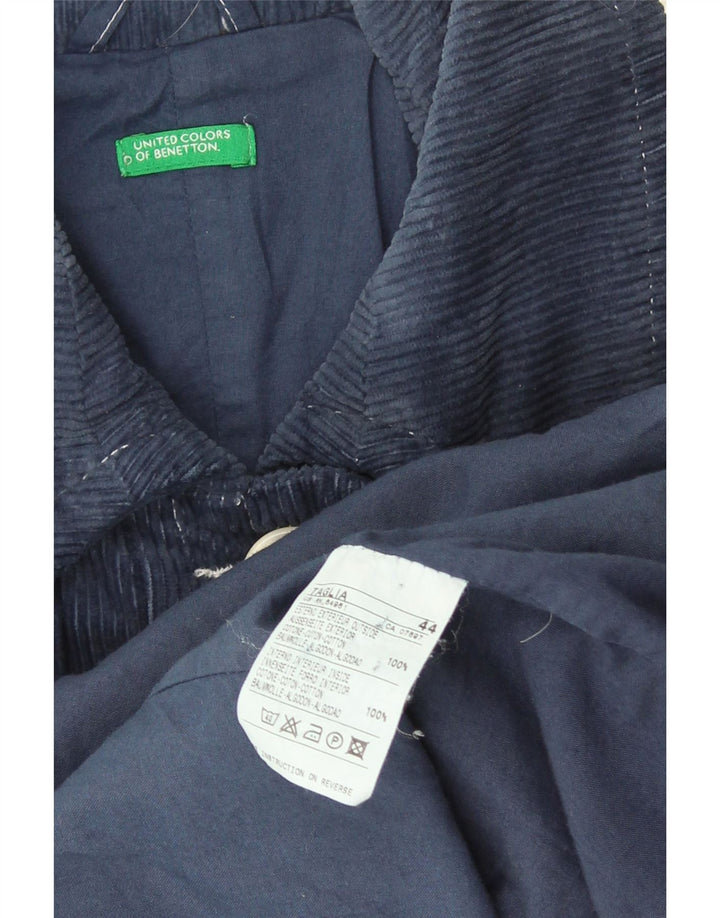 Benetton Abrigo De Pana Mujer IT 44 Medio Algodón Azul Marino