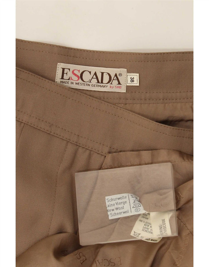 Falda cruzada a media pierna para mujer Escada EU 38 Medium W28 Marrón Lana nueva