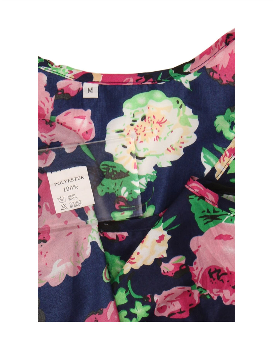 Vintage mujer Sundress Reino Unido 12 medio azul marino floral poliéster