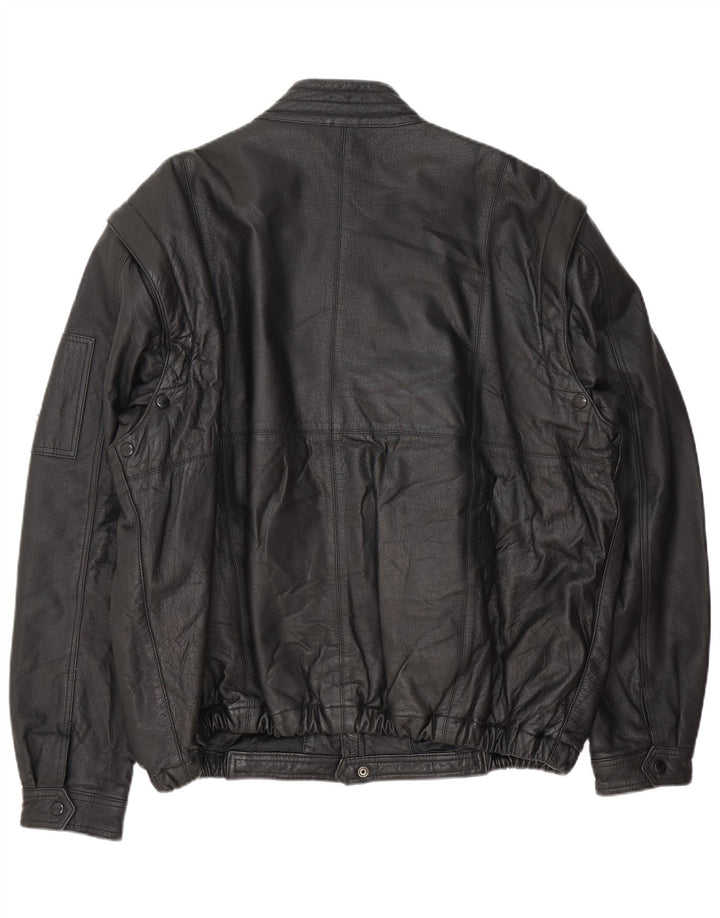 C&A Chaqueta bomber de cuero para hombre EU 58 XL Negro