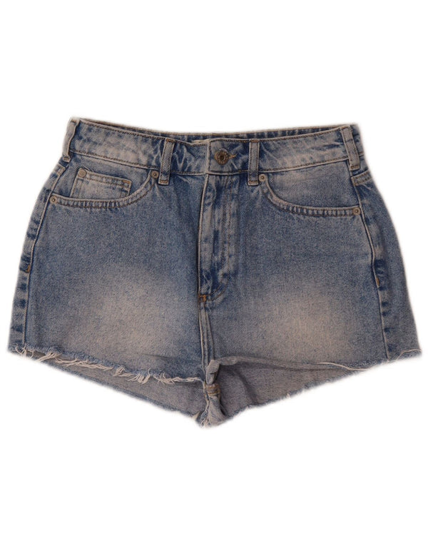 Jack Wills Pantalones cortos de mezclilla de cintura alta Salcombe para mujer UK 8 Small W28 Azul