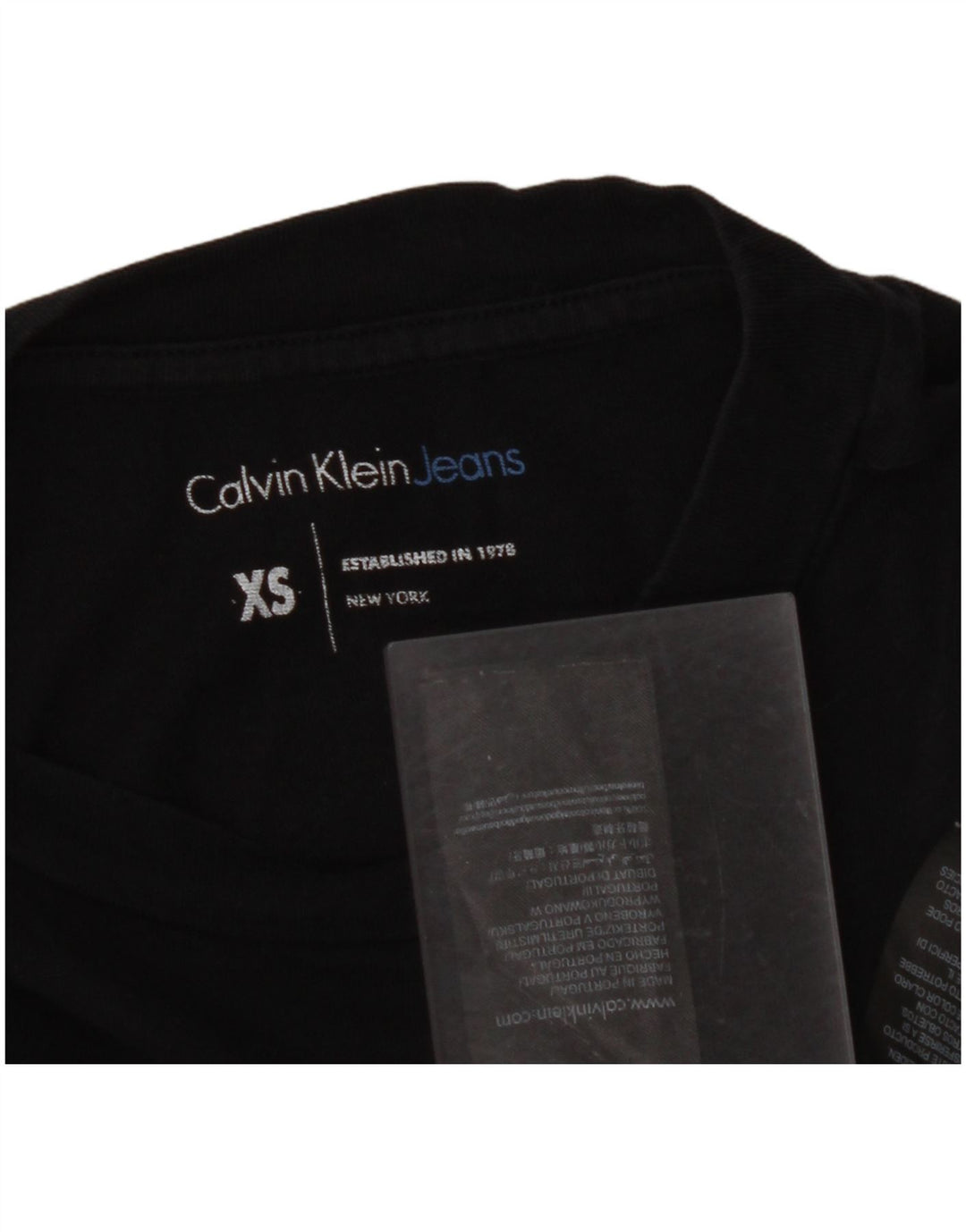 CALVIN KLEIN JEANS Camiseta corta con gráfico para mujer UK 6 XS Algodón negro