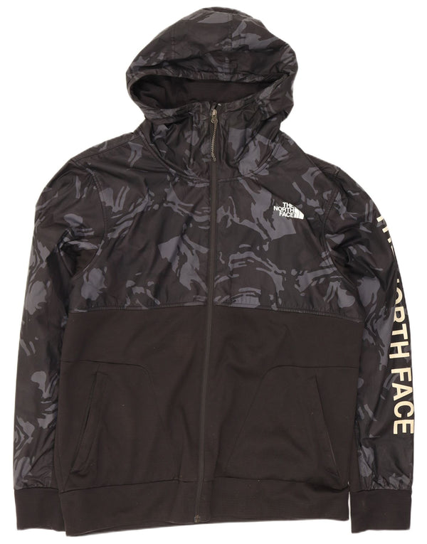 The North Face Sudadera con capucha y cremallera gráfica para hombre, talla grande, camuflaje negro