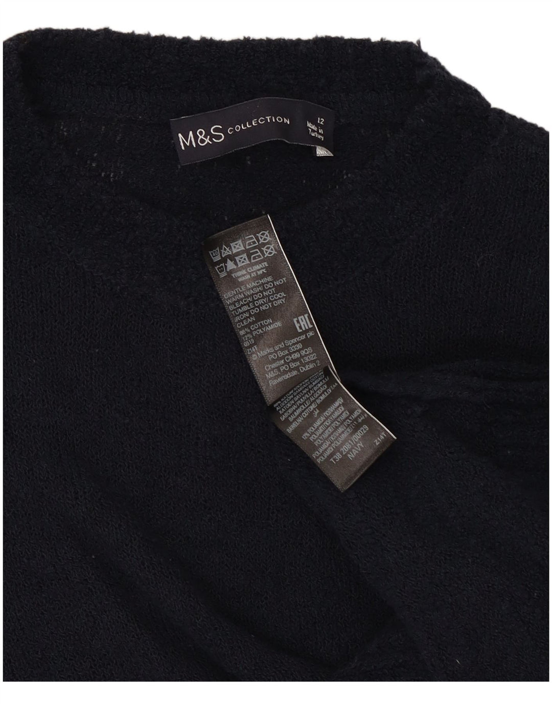 Marks & Spencer - Jersey de cuello redondo para mujer, talla 40, talla M, color azul marino