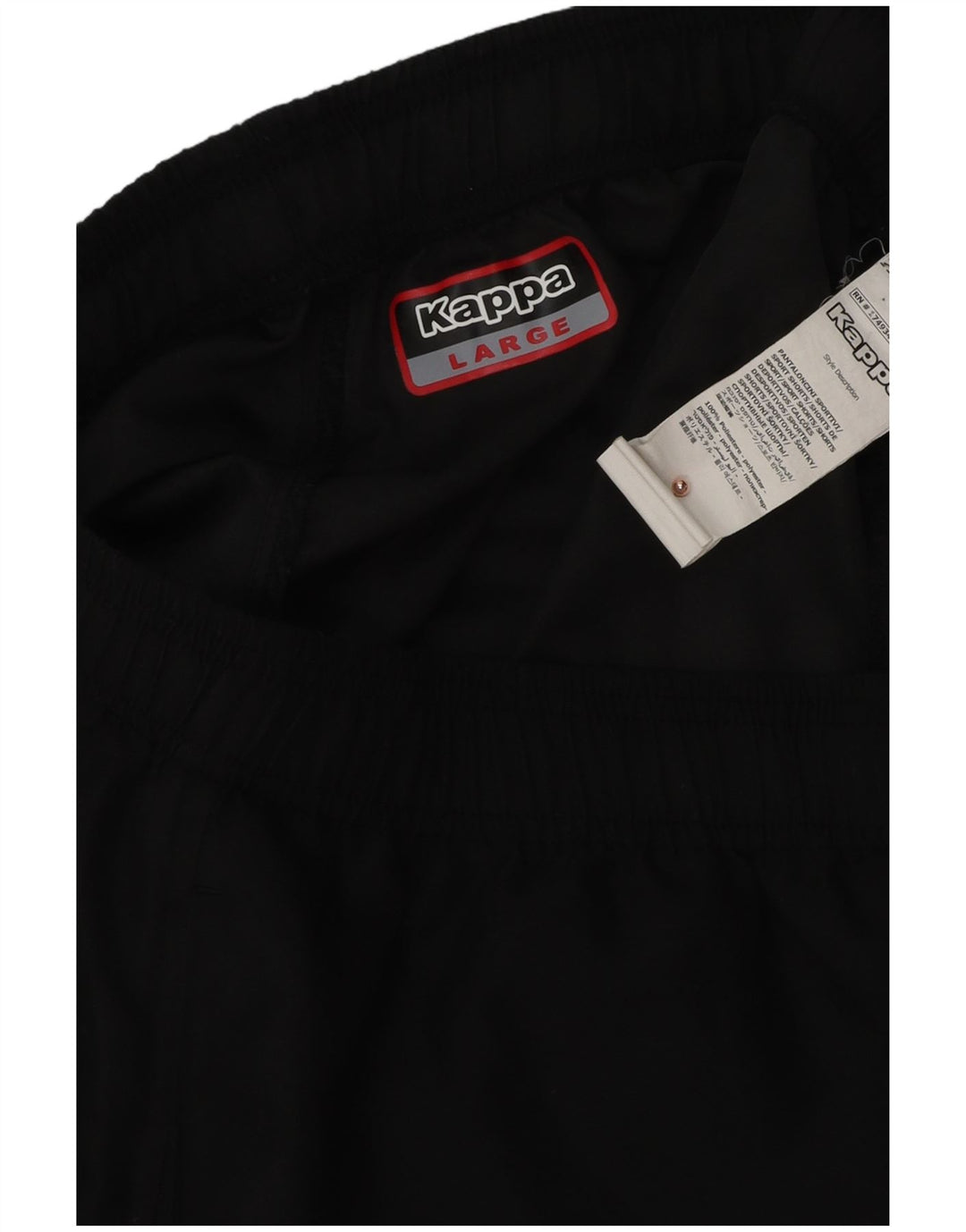 Kappa Mens Graphic Sport Shorts Grande Poliéster Negro
