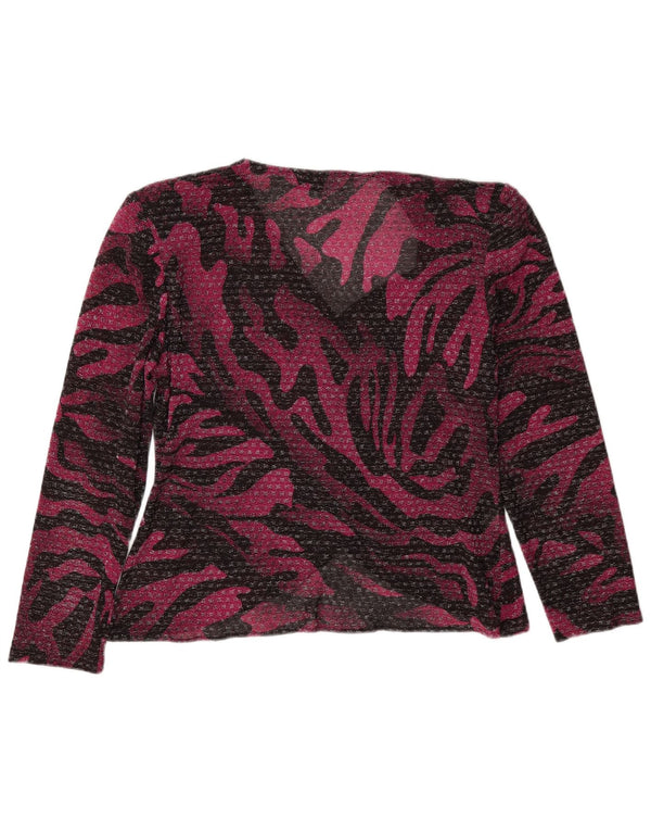 Blusa vintage de manga larga para mujer Top IT 46 Estampado animal púrpura grande