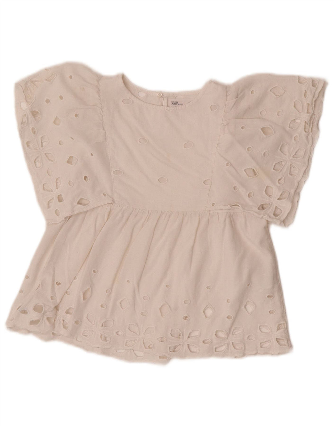 Zara Blusa Niña Top 6-7 Años Blanco Algodón
