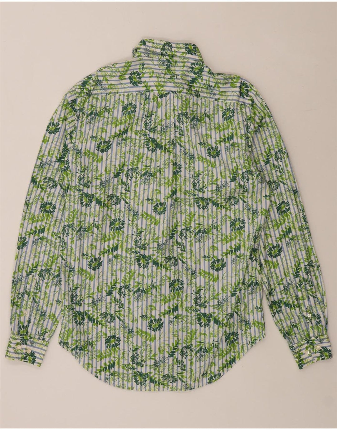 MASSIMO DUTTI Camisa Hombre Talla 40 Mediana Verde Floral Algodón