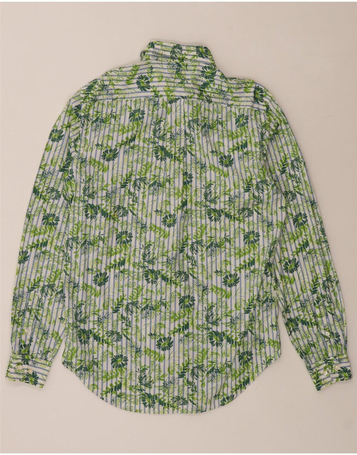 MASSIMO DUTTI Camisa Hombre Talla 40 Mediana Verde Floral Algodón