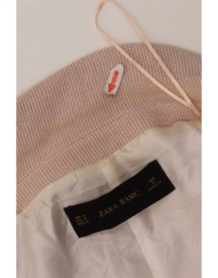 Zara Chaqueta Blazer Abierta De Manga 3/4 para Mujer UK 44 Viscosa Rosa Mediana