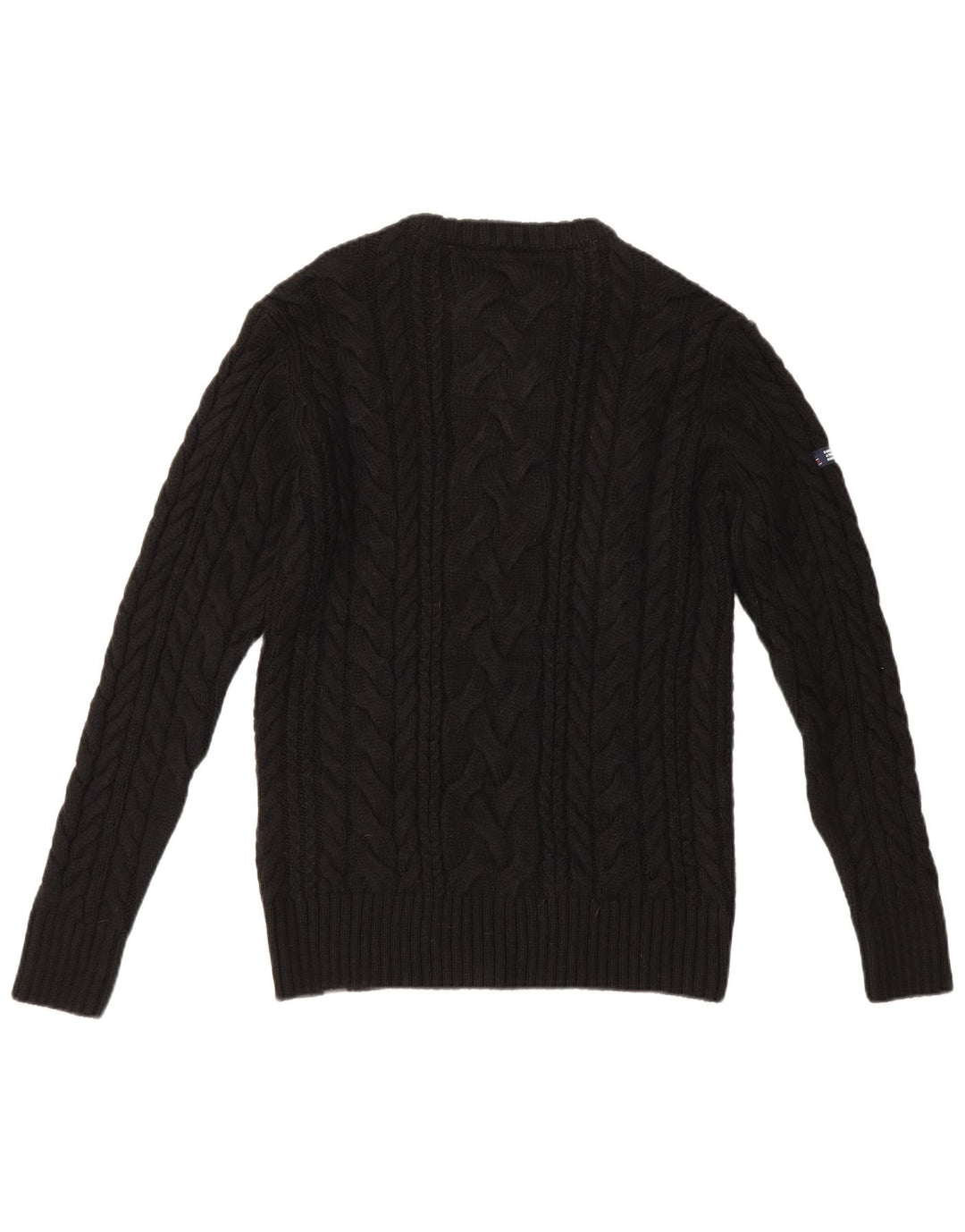 Superdry Jersey con cuello redondo para hombre, talla grande, acrílico negro