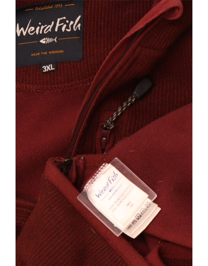 WEIRD FISH Suéter con capucha y cremallera para hombre 3XL Poliéster granate