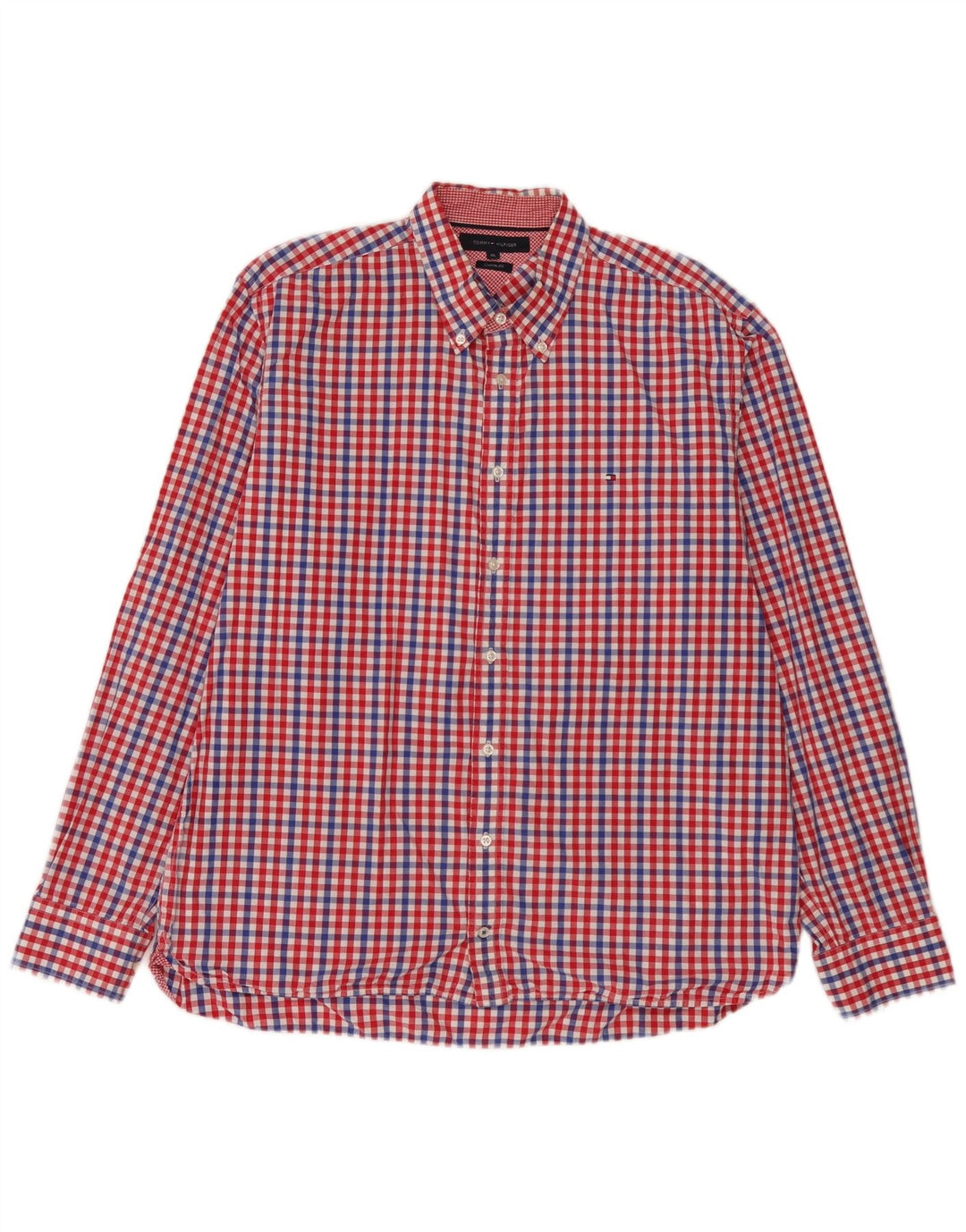 Tommy Hilfiger Camisa de ajuste personalizado para hombre XL Algodón a cuadros rojo