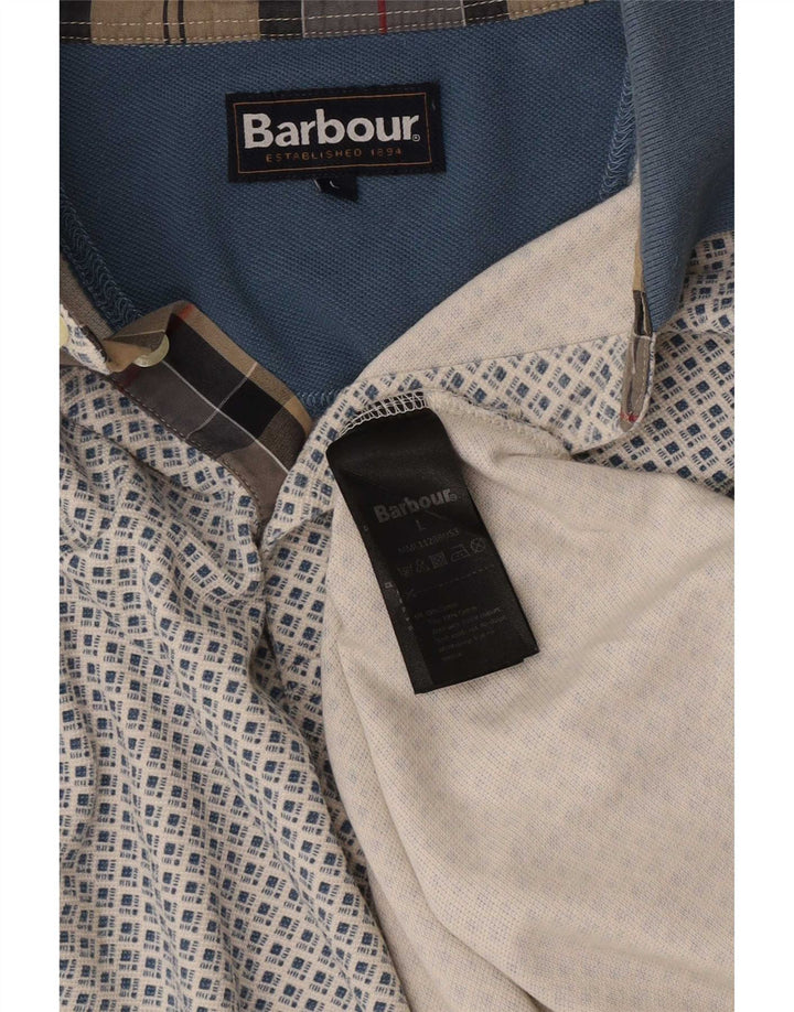 Polo Barbour Hombre Algodón Geométrico Azul Grande
