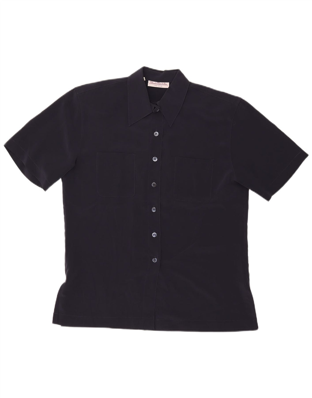 RENATO BALESTRA Blusa camisera de manga corta para mujer IT 44 Azul marino medio