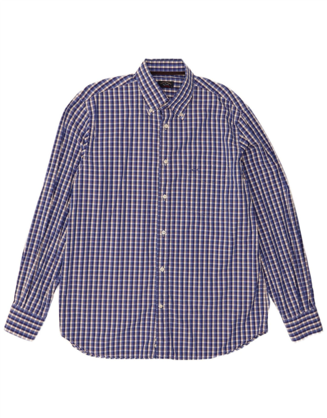 Paul & Shark Camisa para hombre Talla 42 Algodón a cuadros azul grande