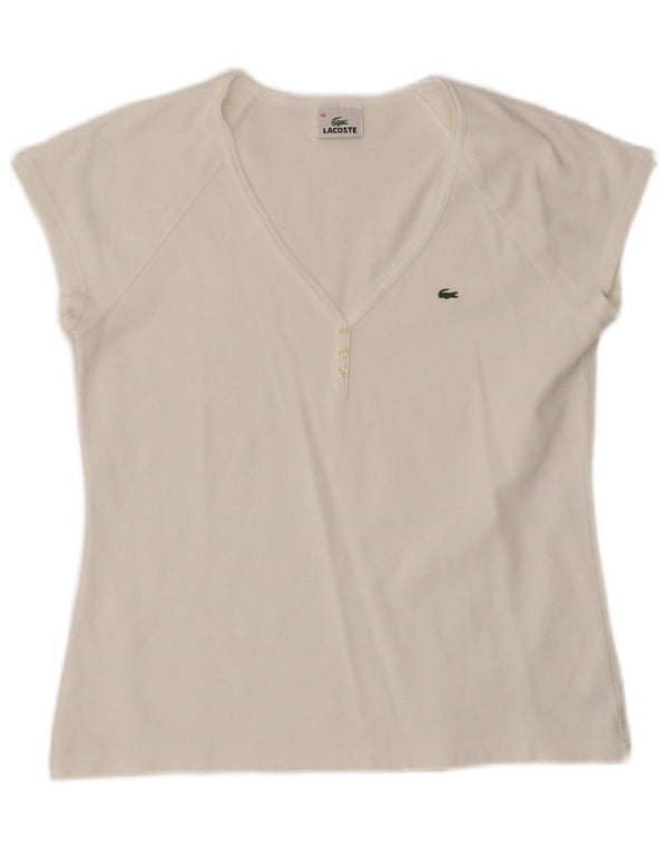 Camiseta Lacoste Mujer Top Talla 44 Grande Algodón Blanco