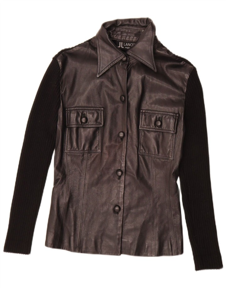 Chaqueta de cuero para mujer Lancetti IT 42 Cuero negro mediano