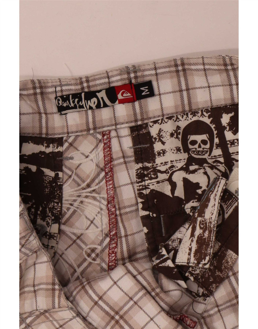 Quiksilver Mens Graphic Chino Shorts Medium W32 Beige Check Poliéster