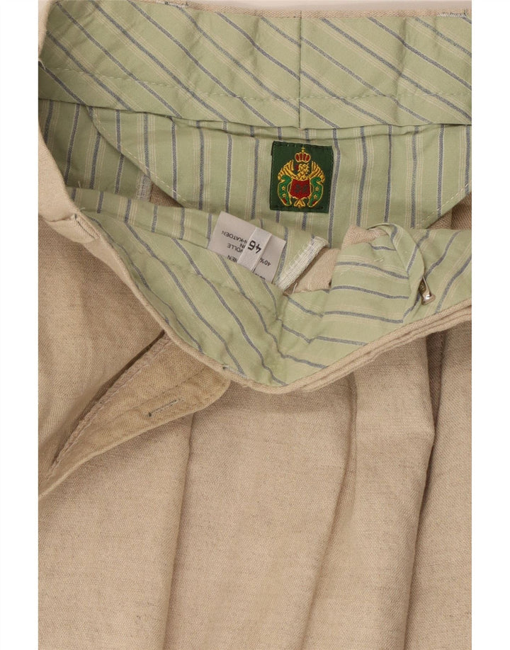 VINTAGE Pantalones de traje con clavijas para hombre IT 46 Pequeño W32 L31 Lino beige