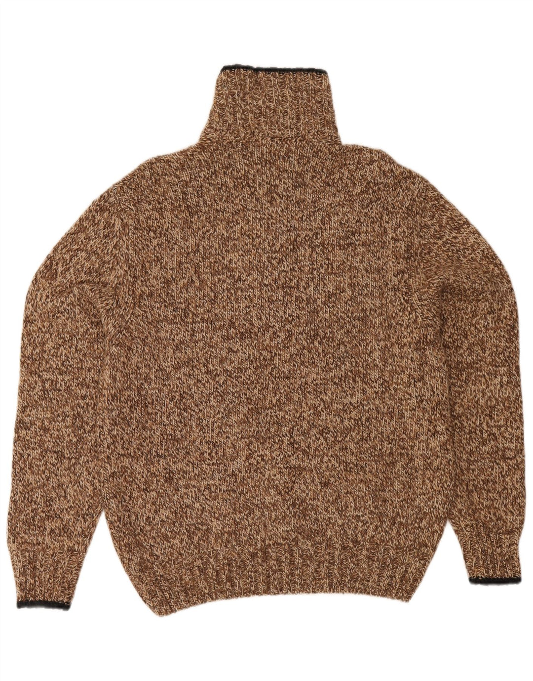 Jersey Zanolini Hombre con Cremallera y Cuello en Lana Moteada Marrón Medio
