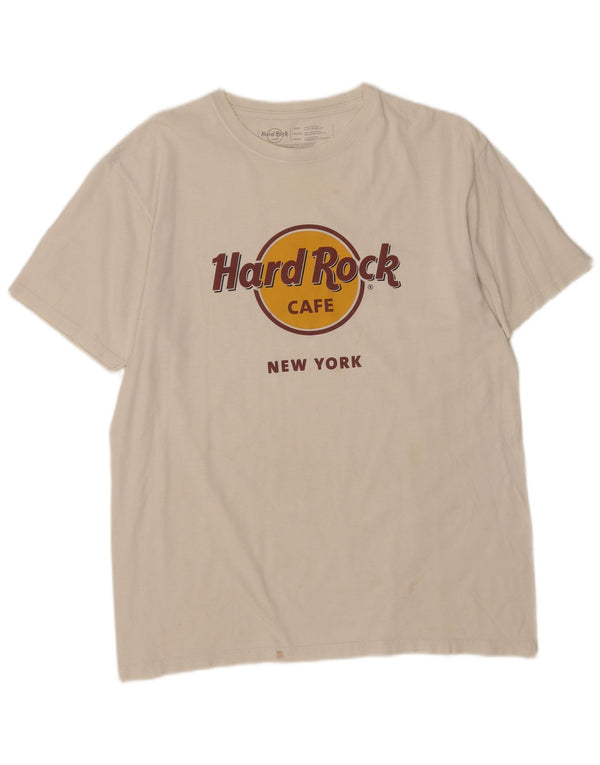 Hard Rock Cafe - Camiseta con gráfico de Nueva York para hombre, talla grande, algodón blanco