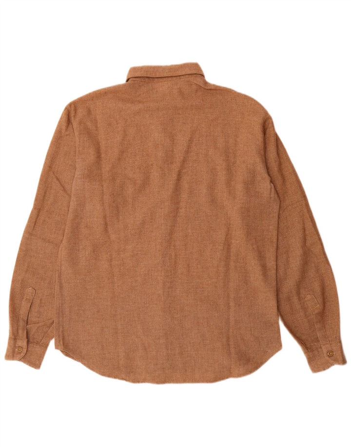 Camisa Vintage Hombre Talla 39 Poliéster Marrón Medio