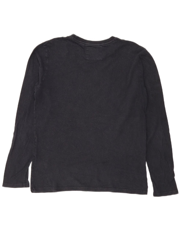 Superdry Top gráfico de manga larga de algodón negro grande para hombre