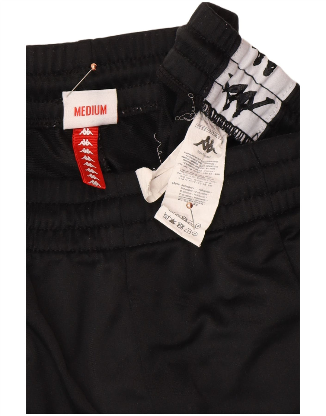 KAPPA Hombre Pantalones De Chándal Gráfico Joggers Medium Black Colourblock